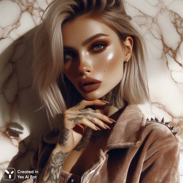 Гранж-портрет: девушка в стиле гангста с мраморными узорами и глинч-эффектом. Изображение из нейронной сети Dalle
