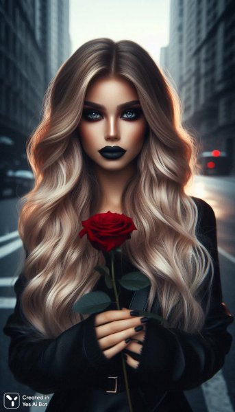 Блондинка в городе: стиль, тайна и алая роза. Нейронная сеть Далли 3