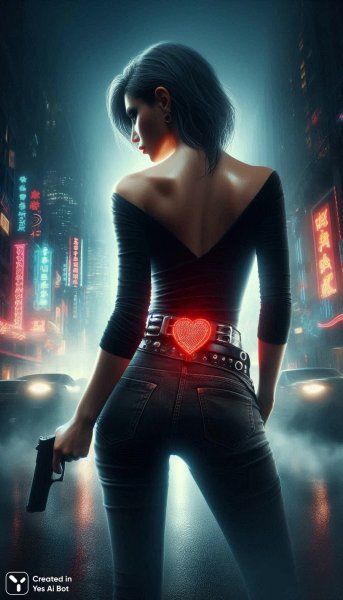 Городские огни и дерзкая красота: фото хулиганки в черном кроп топе. Нейронная сеть Dalle-3