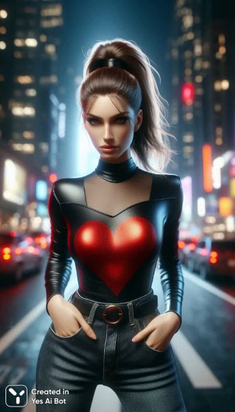 Хулиганская красотка в огнях большого города: стиль и дерзость. Генерация из нейронной сети Dalle 3