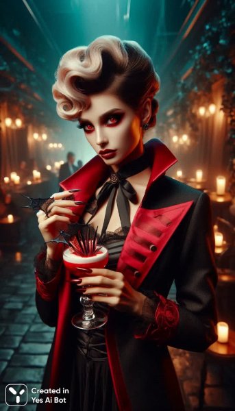 Таинственная вампирша в объятиях ночи: фотосессия с демоническим оттенком. Изображение из нейросети Dalle 3