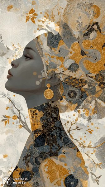 Яркий портрет с цветами и драгоценностями. Генерация из нейросети Миджорни