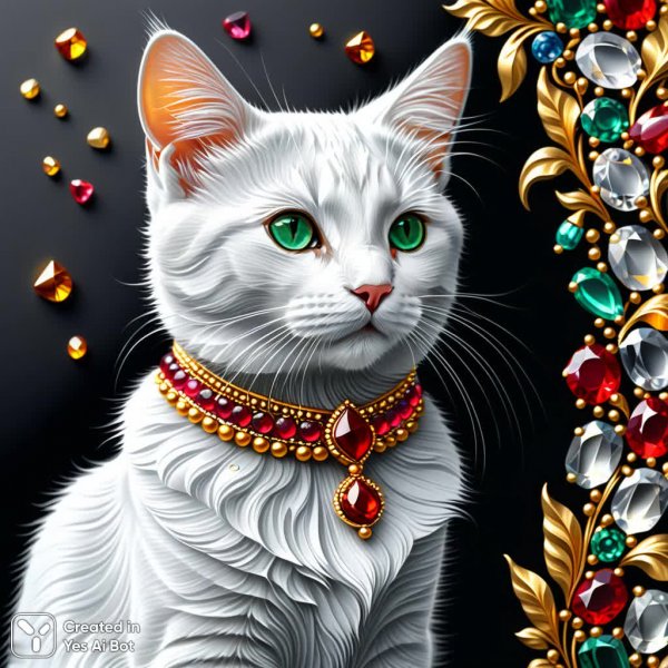 Изящный кот из драгоценных камней в стиле минимализма. Изображение из нейросети Stable Diffusion