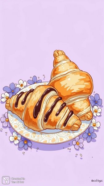 Изысканные круассаны: утреннее вдохновение в стиле Zentangle. Нейронная сеть Flux.1