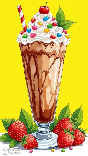 Иллюстрация Zentangle: шоколадный молочный коктейль со вкусом лета. Генерация из нейронной сети Flux.1