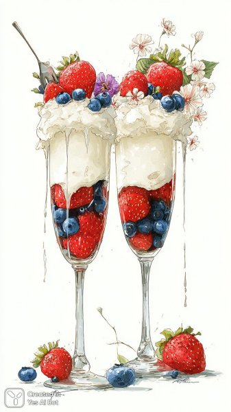 Розовый десерт: игривая иллюстрация для раскрашивания. Генерация из нейронной сети Midjourney