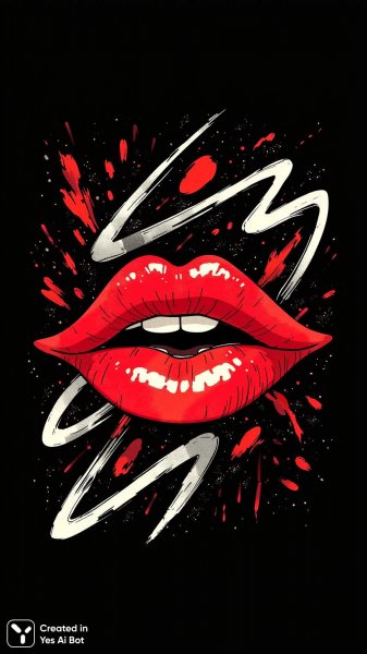 Яркие губы в графическом стиле с зигзагом. Изображение из нейронной сети Flux Ai