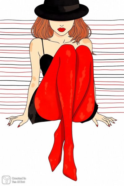 Загадочная красота: Алые губы и тень шляпы. Картинка из нейросети Sora images Ai