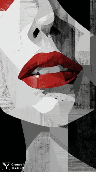 Искушение красной помадой в минималистичном стиле. Генерация из нейронной сети Миджорни