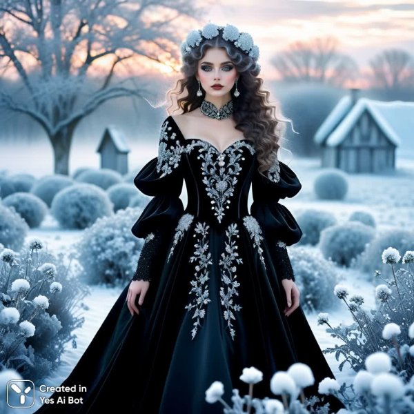 Зимняя готика: мечта в серебре и кружевах снегов. Изображение из нейросети Stable Diffusion