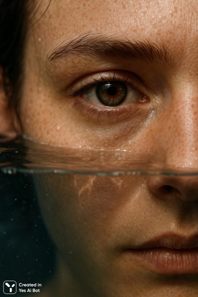 Макропортрет под водой: реализм и глубина. Картинка из нейросети Sora Ai Images