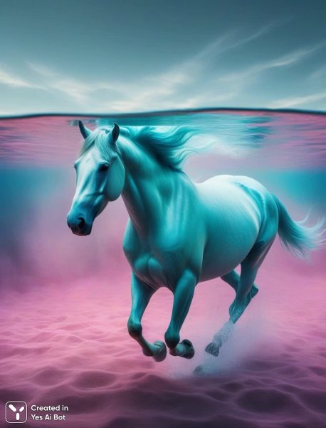 Подводный мир коней: нежная акварельная фантазия. Генерация из нейросети Stable Diffusion