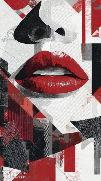 Минималистичные губы: красный акцент на черно-белом фоне. Нейросеть Midjourney