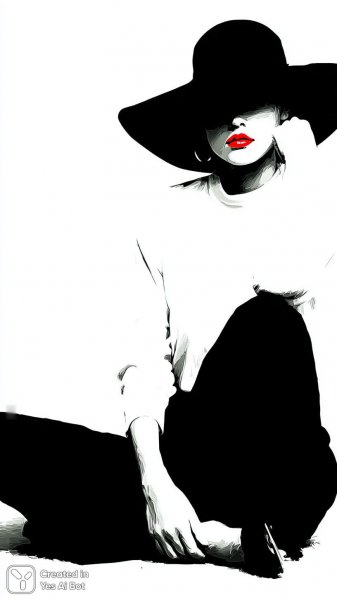 Элегантность в минимализме: стильная женщина в чёрно-белом образе. Генерация из нейронной сети Миджорни