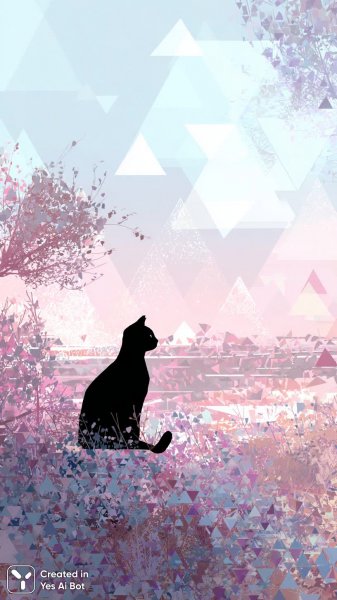 Игривый кот в пастельных тонах и треугольном узоре. Изображение из нейронной сети Midjourney