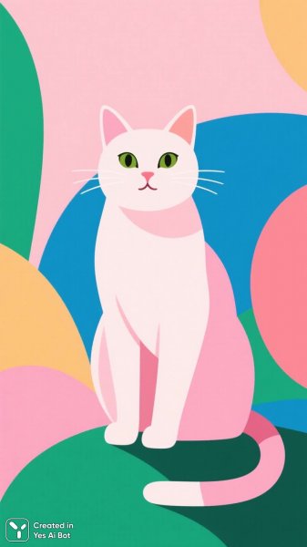 Загадочный кот в современном абстрактном мире. Картинка из нейронной сети Qwen