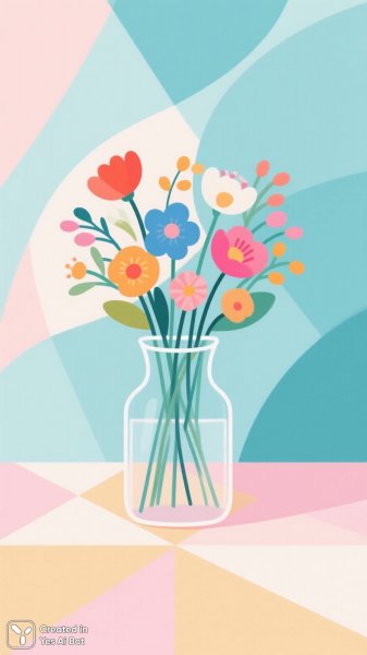 Цветочный букет на пастельном фоне в стиле минимализм. Генерация из нейронной сети Qwen Images