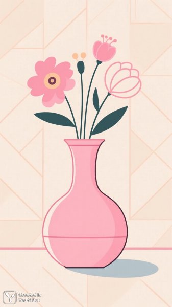 Пастельная ваза с абстрактными цветами в современном стиле. Изображение из нейронной сети Qwen