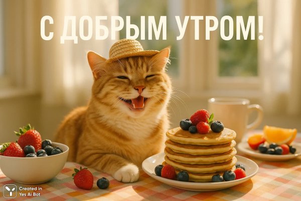 Утреннее настроение кота с солнечной шапочкой на столе. Изображение из нейронной сети Sora Image