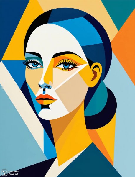 Яркий портрет: игра цвета и формы в стиле кубизма. Изображение из нейросети Stable Diffusion