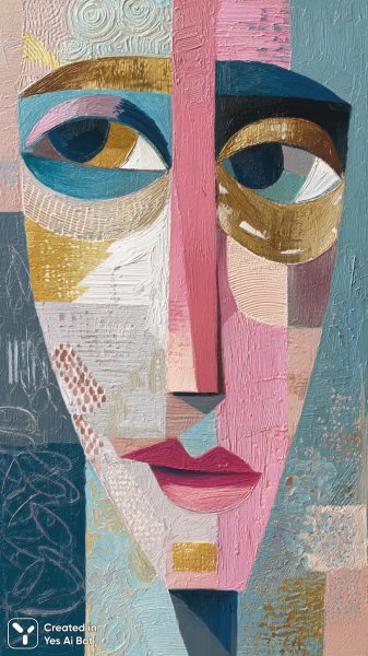 Многоцветное лицо в абстрактном стиле. Картинка из нейросети Midjourney