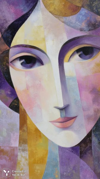 Лицо в пастельных тонах с яркими акцентами и глубоким взглядом. Генерация из нейронной сети Миджорни