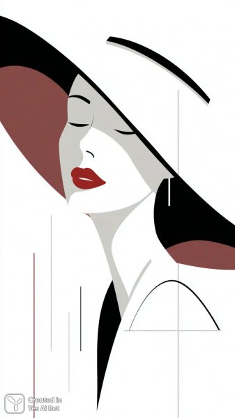 Лицо в полосатом широкополом шляпе с красной помадой. Нейронная сеть Midjourney