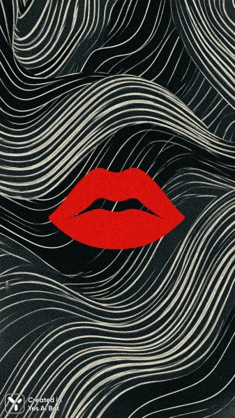 Стильный минимализм: красные губы на фоне полос. Изображение из нейросети Midjourney