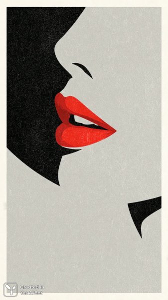 Изысканные губы: минимализм в черно-белой гамме и красной помаде. Картинка из нейронной сети Midjourney