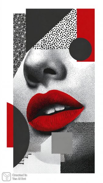 Яркие губы на фоне графического дизайна. Изображение из нейросети Midjourney