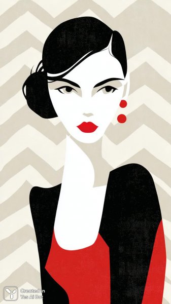 Яркая красота в черно-белом стиле с красным акцентом. Изображение из нейронной сети Миджорни