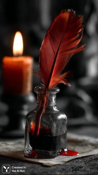 Старинное письмо и чернильное перо в теплом свете. Нейросеть Midjourney