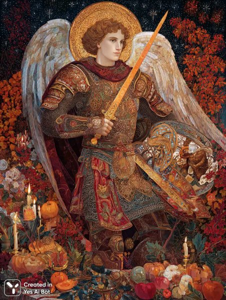 Архангел Михаил и осеннее торжество Михайлова дня. Картинка из нейросети Миджорни