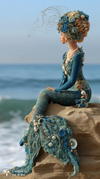 Ручная работа: очаровательная кукла русалка с изящным хвостом и деталями. Генерация из нейросети Миджорни