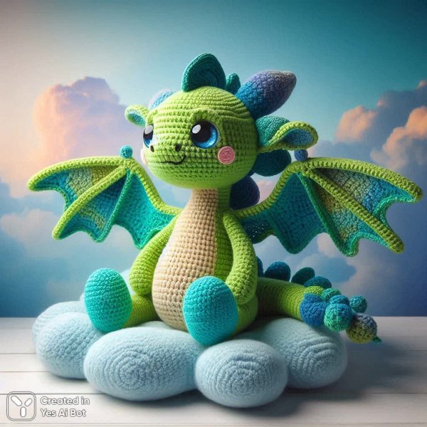 Яркий вязаный дракончик: сказочное создание своими руками для уютного дома. Генерация из нейросети Dalle