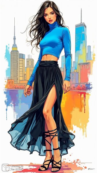 Неоновый силуэт: мода и дерзость в городском пейзаже. Генерация из нейронной сети Flux