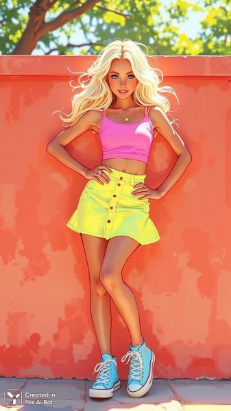 Яркая красотка у коралловой стены. Генерация из нейронной сети Flux