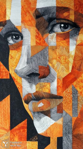 Яркий портрет в стиле Баухаус и Дадаизм: Игра цвета и формы. Генерация из нейронной сети Midjourney