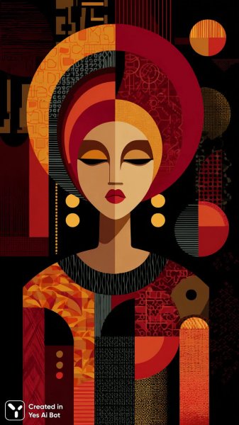 Яркий портрет в стиле дада и Баухаус: красота цветов и геометрии. Нейросеть Midjourney