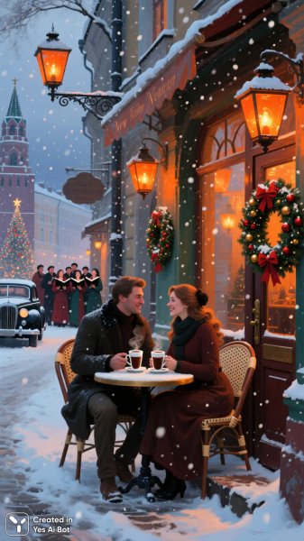 Зимний вечер: уют и волшебство рождественского настроения. Картинка из нейронной сети Qwen images Ai
