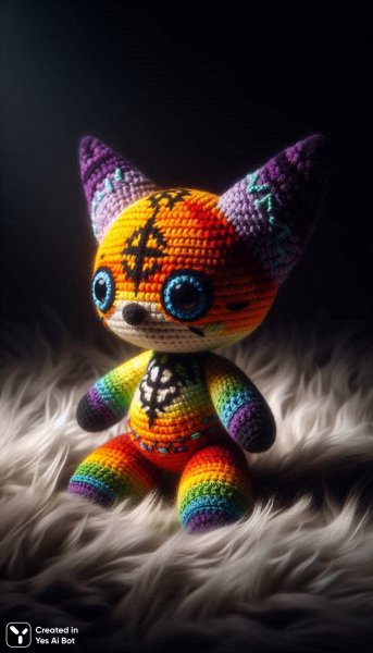Симпатичный вязаный котик разных расцветок и узоров. Нейронная сеть Dalle 3