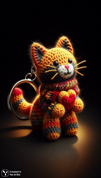 Милый котик-брелок: уют и праздничное настроение в каждом цвете. Генерация из нейросети Dalle-3