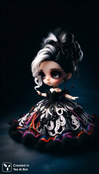 Чібі лялька в елегантній сукні: милий арт-об'єкт у стилі данкі. Нейронная сеть Dalle