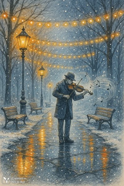 Меланхолия осеннего парка под снегом. Картинка из нейросети Sora Images