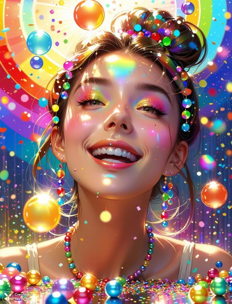 Радужное сияние и беззаботный смех. Картинка из нейросети Stable Diffusion