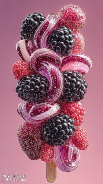 Ягодное великолепие: сочные ягоды и золотые деликатесы. Картинка из нейронной сети Midjourney