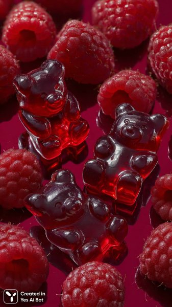 Яркие мармеладные мишки: свежесть и сладость в деталях студийной съемки. Изображение из нейронной сети Midjourney