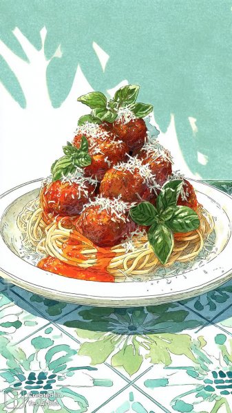 Итальянская паста с фрикадельками и пармезаном. Генерация из нейронной сети Midjourney