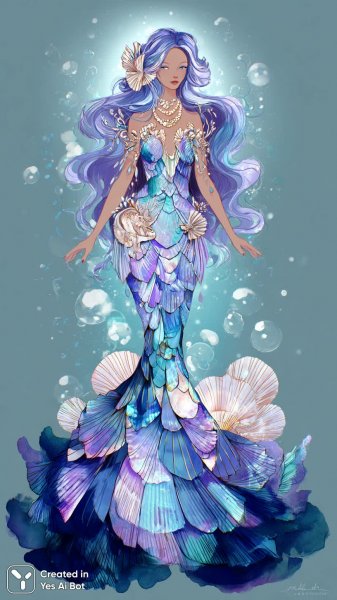 Монстр Хай русалка с переливающимися чешуйками и длинными волосами. Картинка из нейронной сети Миджорни