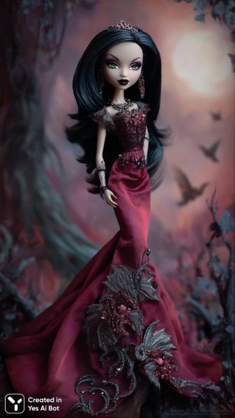 Вампирская королева Монстер Хай в лунном лесу. Генерация из нейронной сети Midjourney